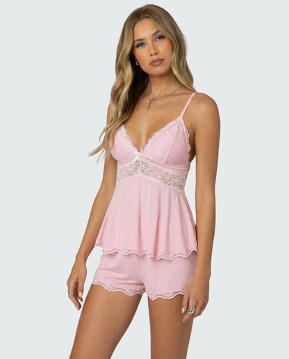 Soft elegant lace loungewear set for women | Midnight Kiss -2