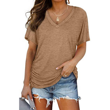 Classic V-neck loose-fit everyday shirt for women | Eily -5