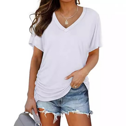 Classic V-neck loose-fit everyday shirt for women | Eily -6