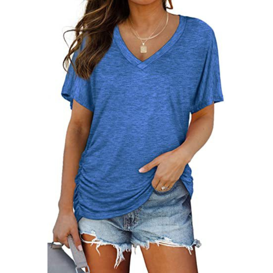 Classic V-neck loose-fit everyday shirt for women | Eily -8