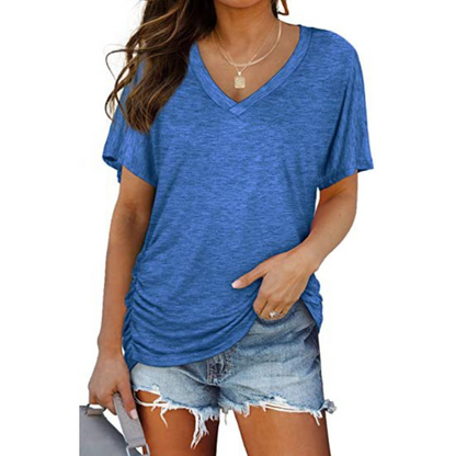 Classic V-neck loose-fit everyday shirt for women | Eily -8