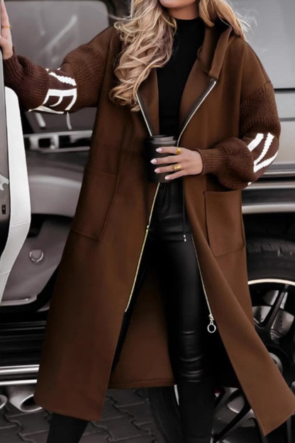 Hooded jacket with knitted sleeves for women | Peggy