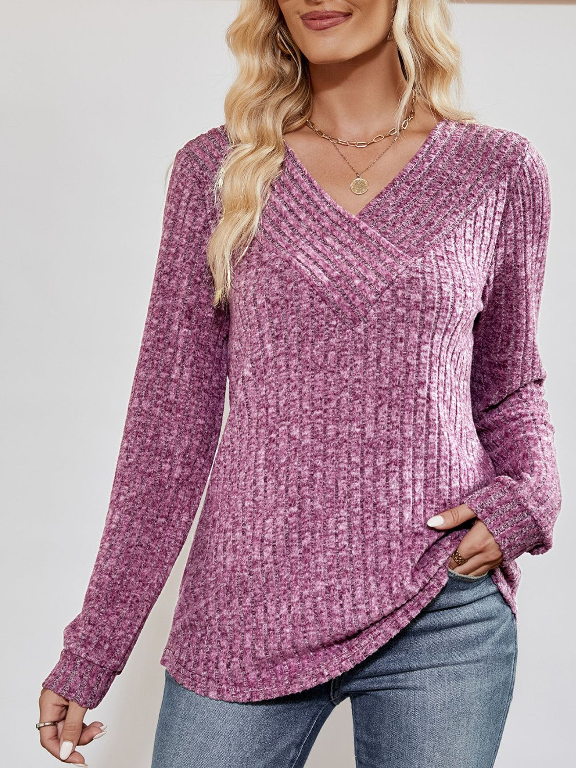 Haut ribbed long jumper for women -4