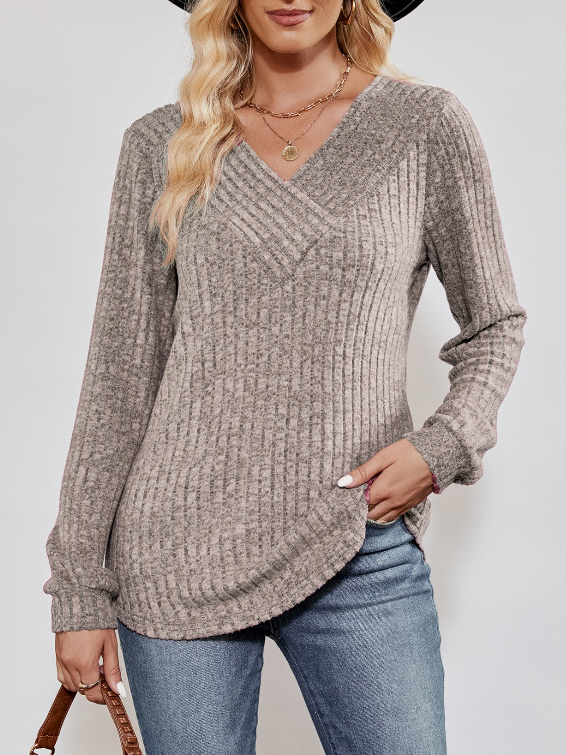 Haut ribbed long jumper for women -8