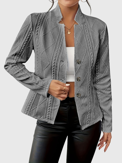 Classic knitted detail blazer for women | Valencia -2