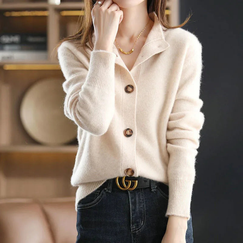 Elegant high-neck cardigan for women | Mirella -4