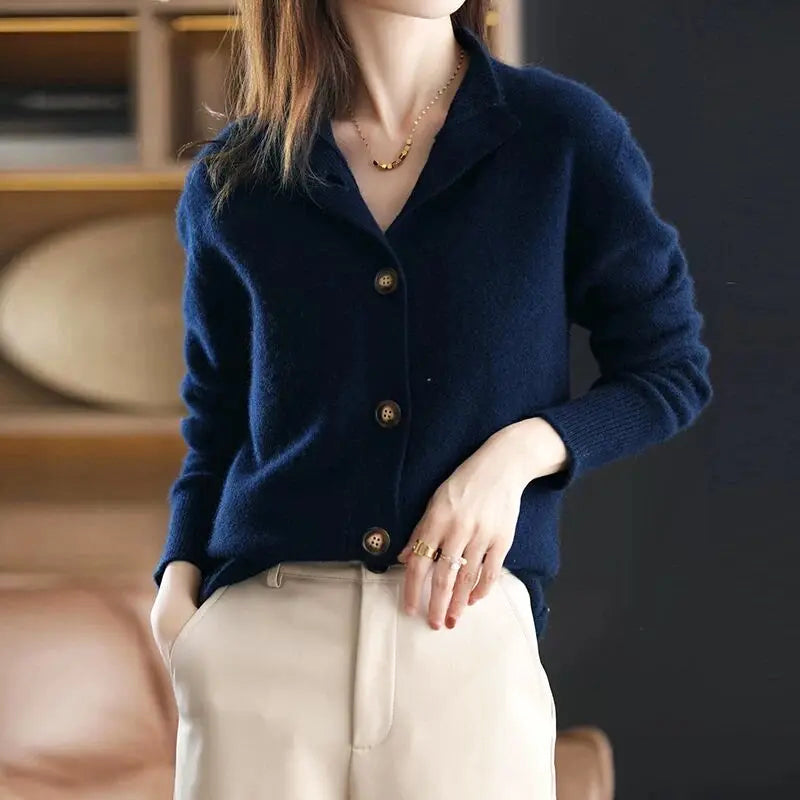 Elegant high-neck cardigan for women | Mirella -5