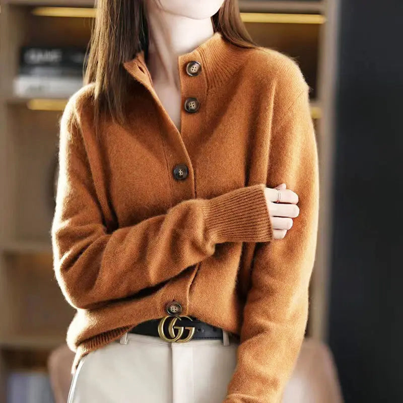 Elegant high-neck cardigan for women | Mirella -6