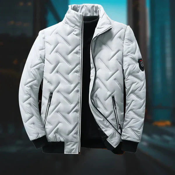Veste matelassée grise pour homme avec fermeture éclair et poches zippées