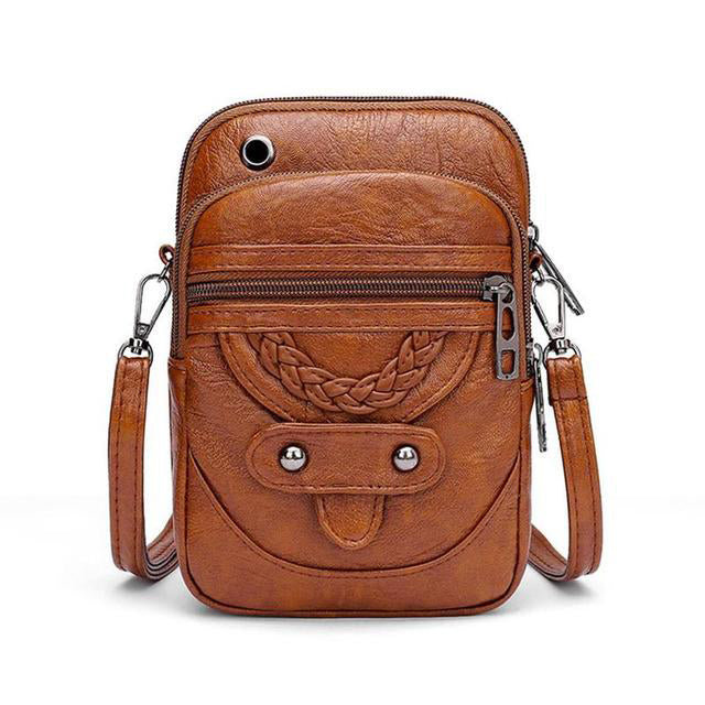 Vintage leather crossbody bag for women | Vellana -3