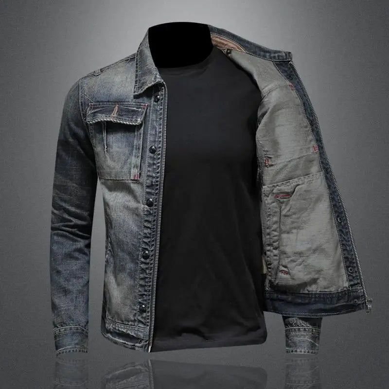 Vue de dos de la veste en jean Clark™, coupe droite