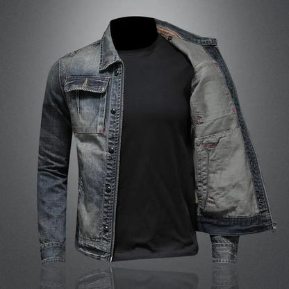 Vue de dos de la veste en jean Clark™, coupe droite