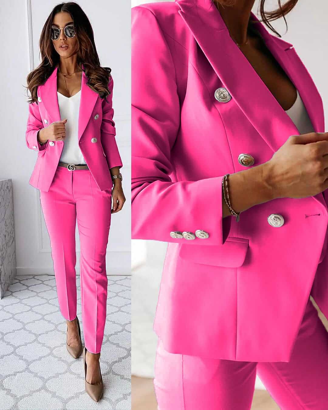 Tailored jacket trousers suit set for women | Elena -3