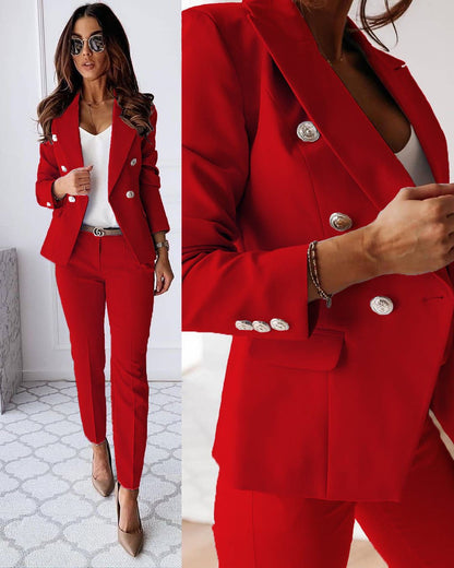Tailored jacket trousers suit set for women | Elena -2