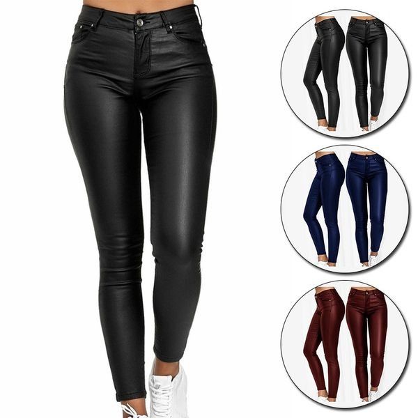 Faux leather stretch trousers for women | Zaya -6