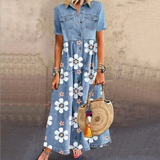 Floral shirt dress with button front for women | Kirra