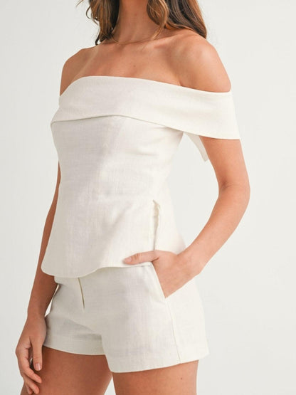 Cropped button two-piece suit for women | Marlowe -12