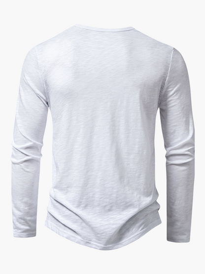 Cotton blend henley long sleeve t-shirt for men -7