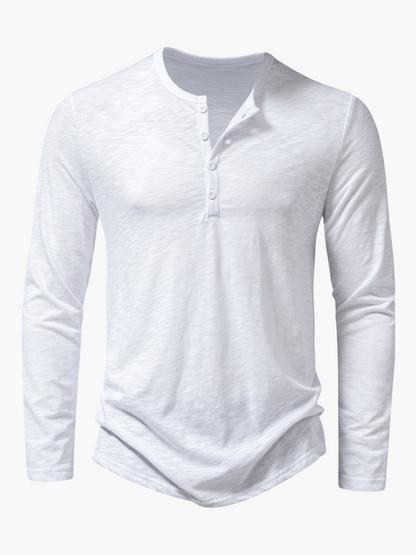 Cotton blend henley long sleeve t-shirt for men -6