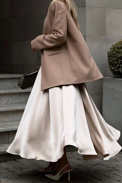 Satin maxi skirt for women -3