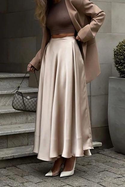Satin maxi skirt for women -2