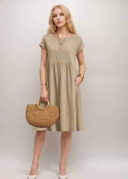 Dress mi-longue casual coton for women | Soline -4