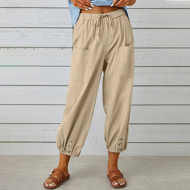 Trousers casual coton for women | Perle -6