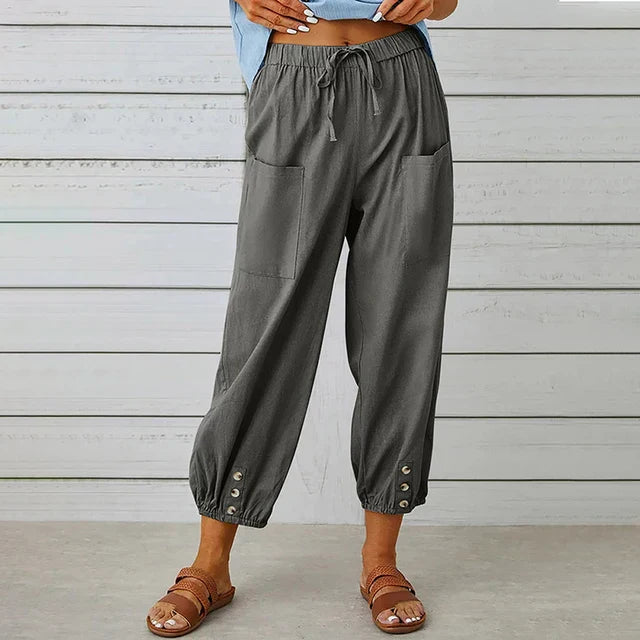 Trousers casual coton for women | Perle -2