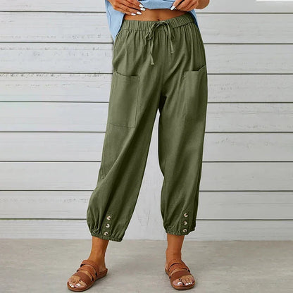 Trousers casual coton for women | Perle -5