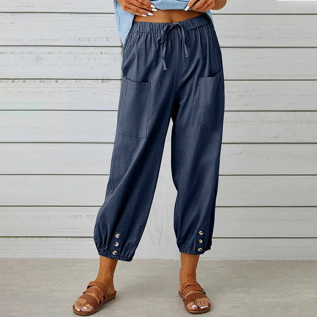 Trousers casual coton for women | Perle -4