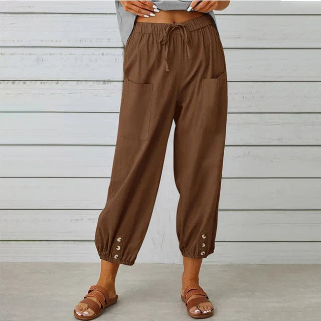 Trousers casual coton for women | Perle -3