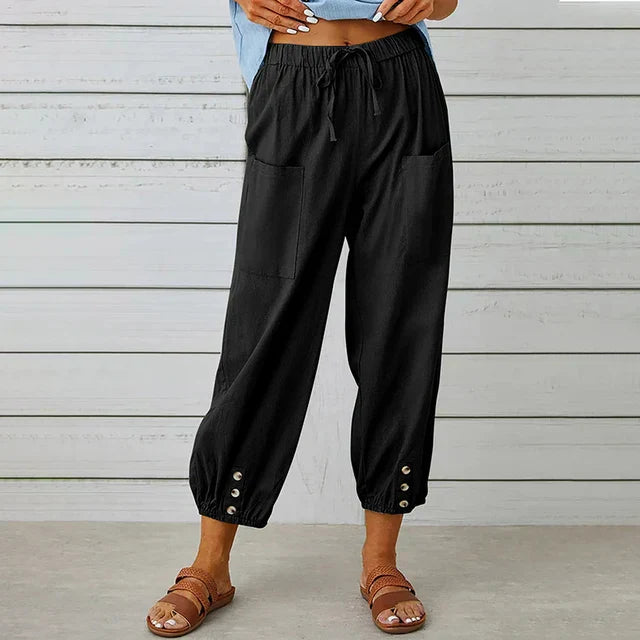 Trousers casual coton for women | Perle -1