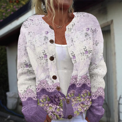 Floral button-front cardigan for women | Elara -3