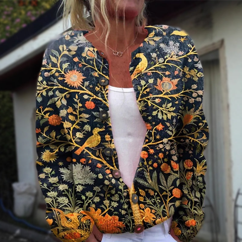 Floral button-front cardigan for women | Elara -5