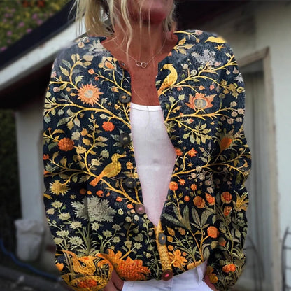 Floral button-front cardigan for women | Elara -5