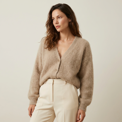 Cardigan sweater with refined knit design for women | Amara