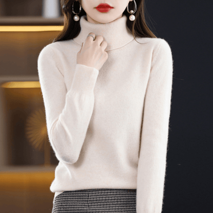 Soft cashmere turtleneck everyday jumper for women -13