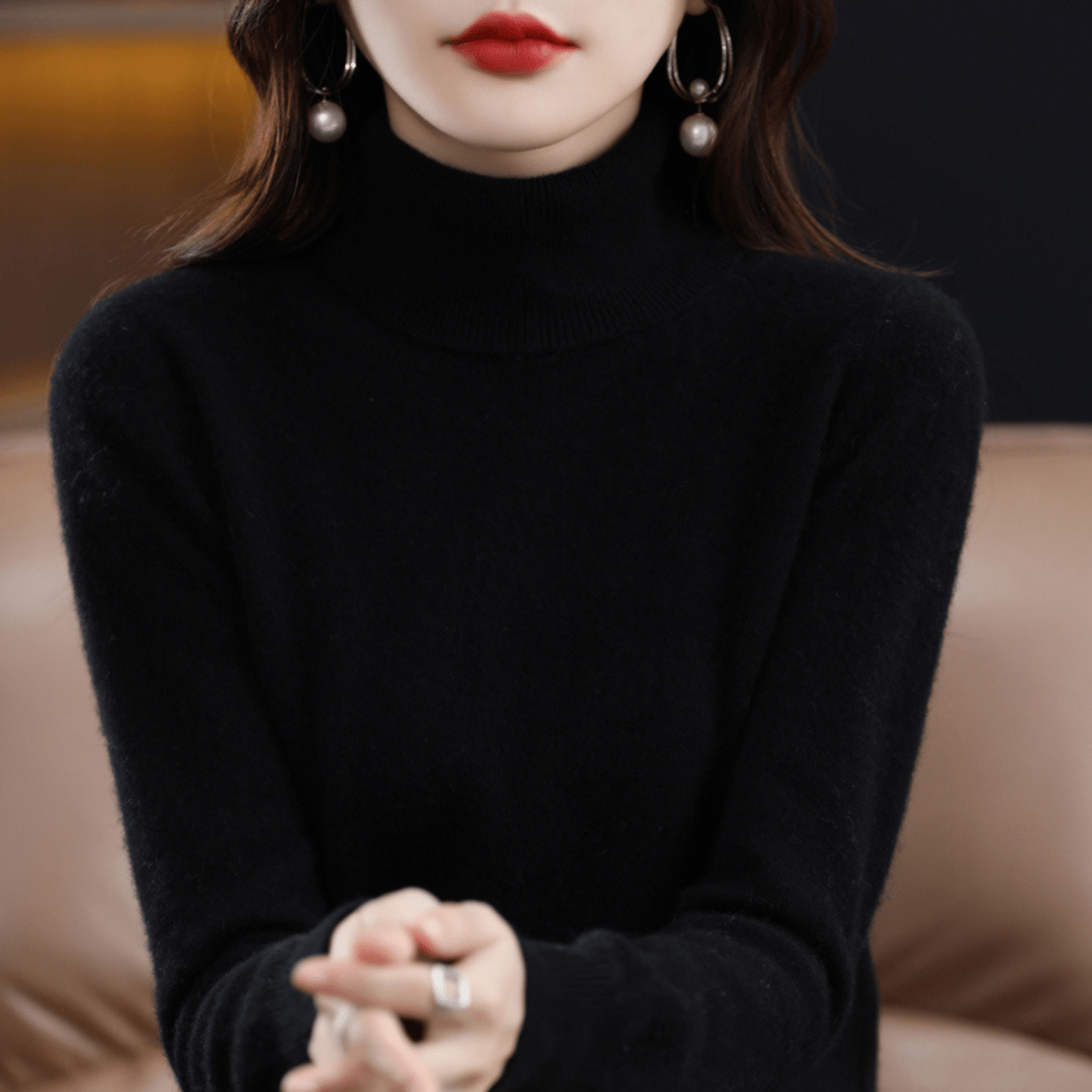 Soft cashmere turtleneck everyday jumper for women -14