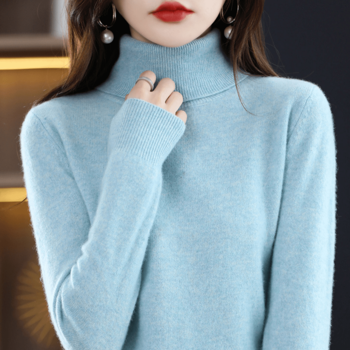 Soft cashmere turtleneck everyday jumper for women -2