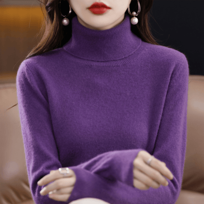 Soft cashmere turtleneck everyday jumper for women -3