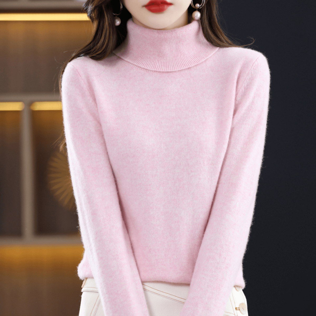 Soft cashmere turtleneck everyday jumper for women -6