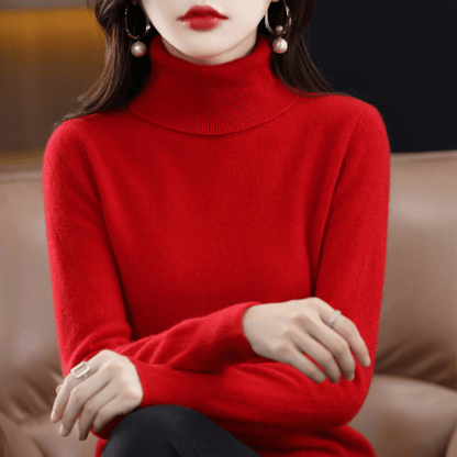 Soft cashmere turtleneck everyday jumper for women -7