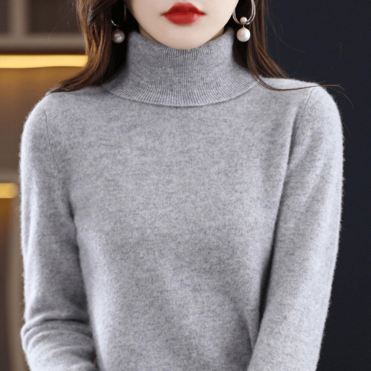 Soft cashmere turtleneck everyday jumper for women -9