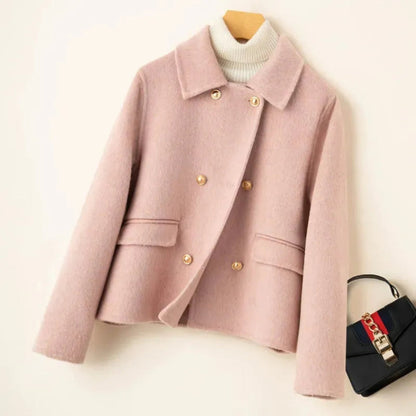 Elegant doll-collar wool winter coat for women -3