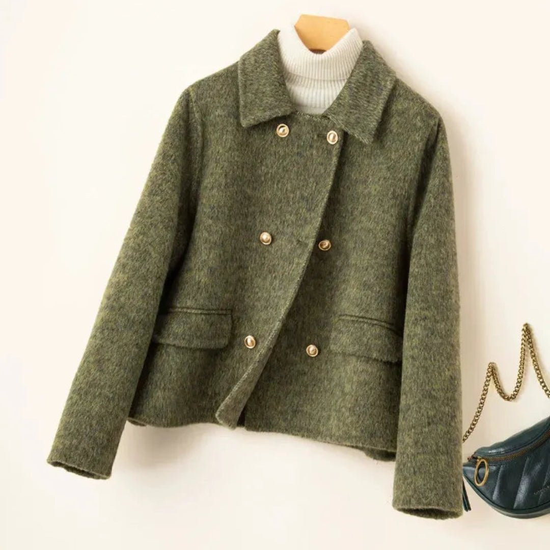 Elegant doll-collar wool winter coat for women -4