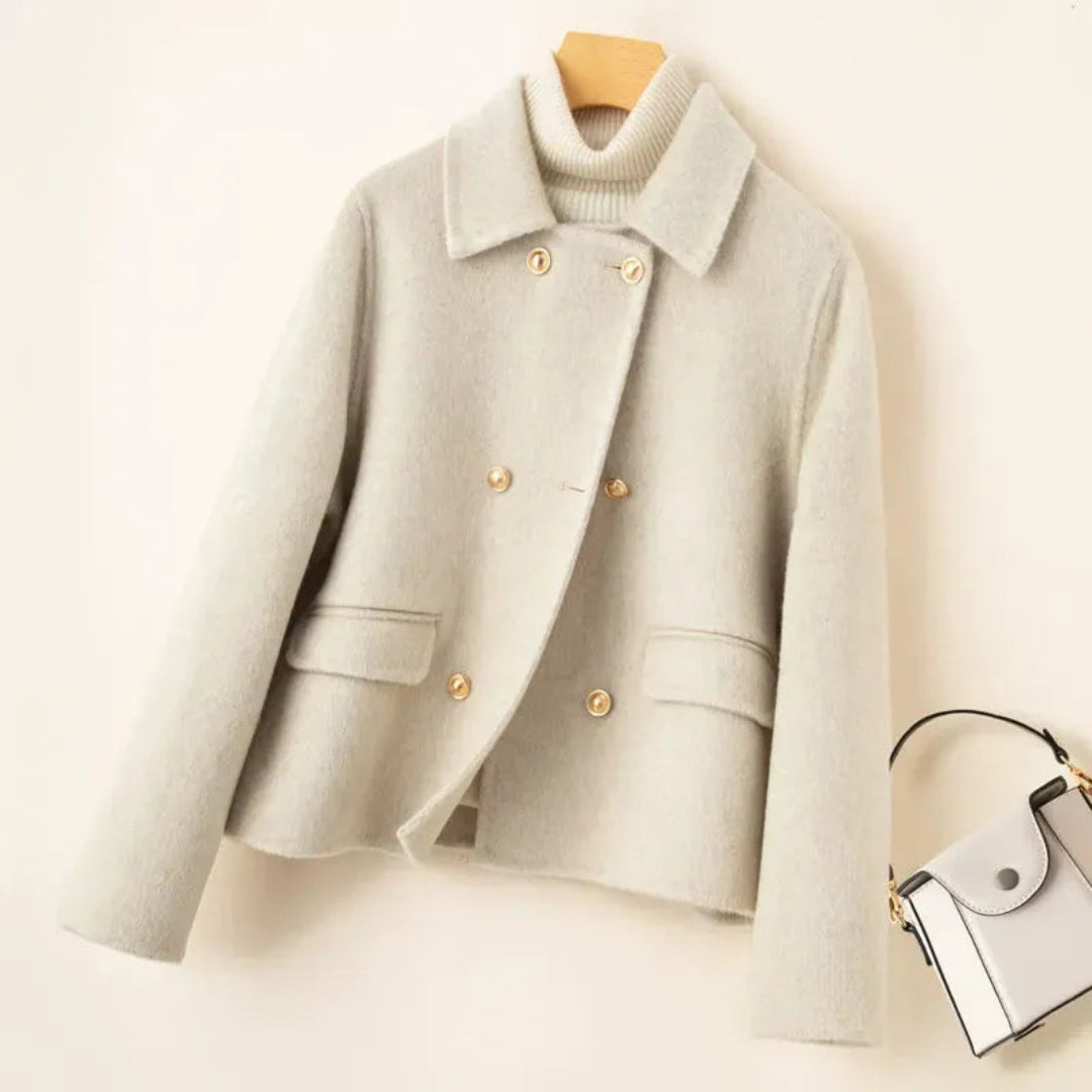 Elegant doll-collar wool winter coat for women -5