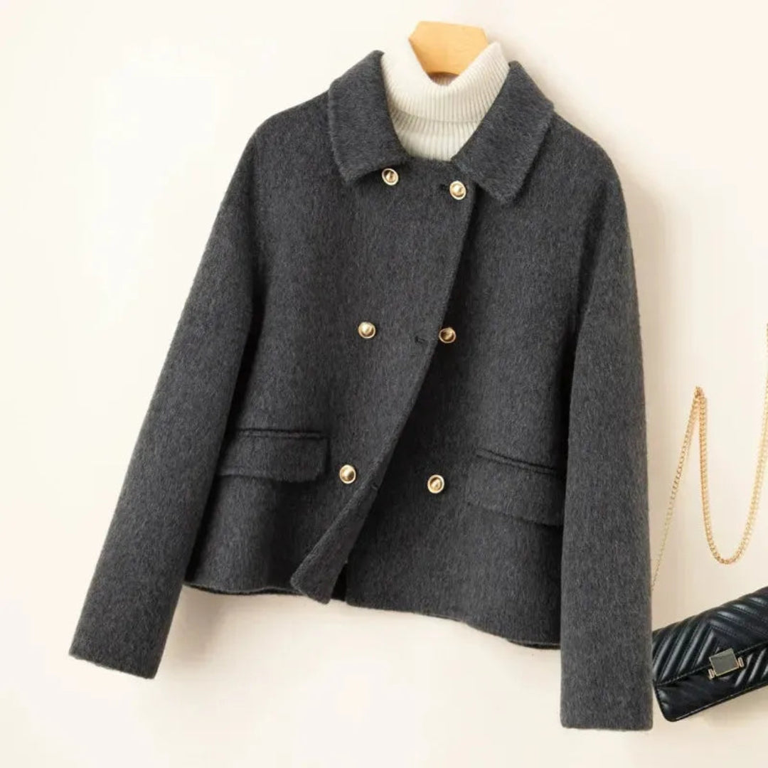 Elegant doll-collar wool winter coat for women -6