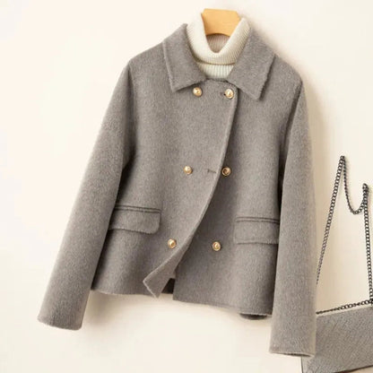 Elegant doll-collar wool winter coat for women -1