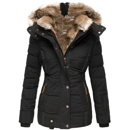 Hooded faux fur coat for women | Celeste