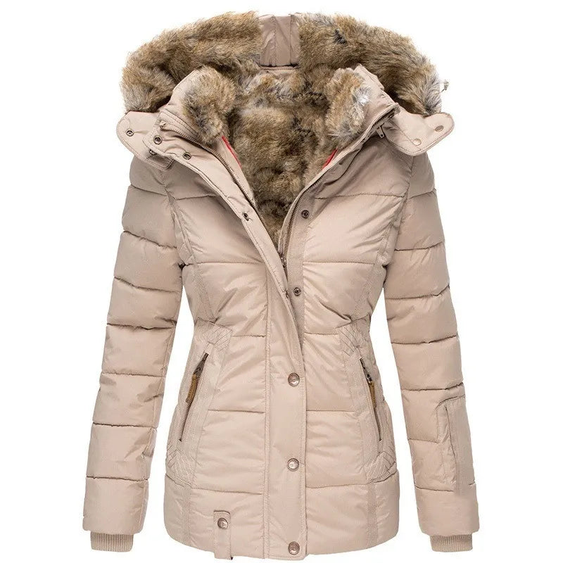 Hooded faux fur warm winter coat for women -3